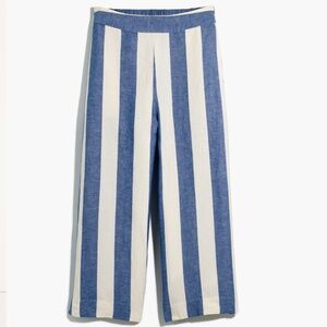 Madewell Huston Pull-On Crop Pants in Blue Stripe Size Small